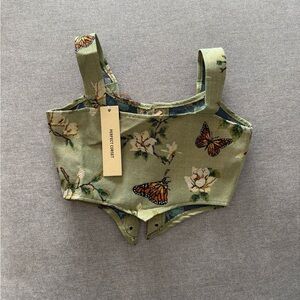 Perfect Corset NYC Green Floral Butterfly Corset Top